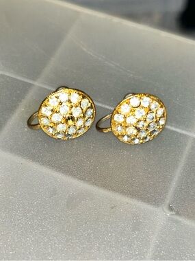 Vintage 1950s Rhinestone Cluster Screw-Back Earrings - Mid-Century Bridal